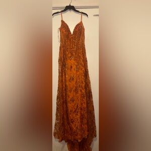 Jovani Orange Sleeveless Gown for Prom